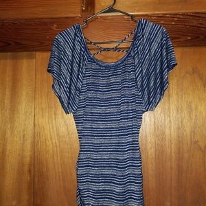 Semi sheer stripped shirt with flutter sleeves